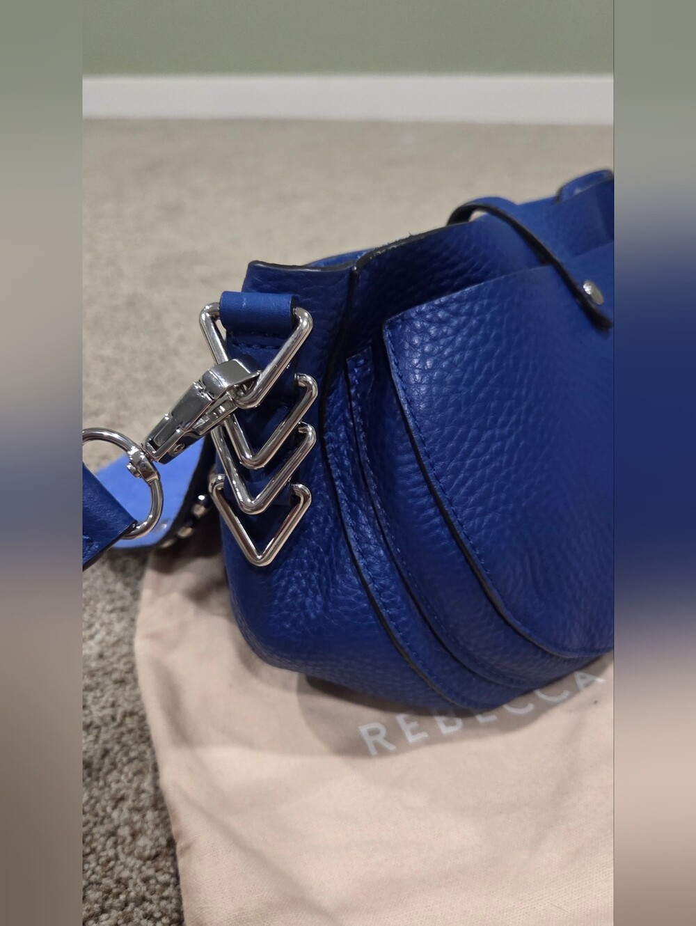 Rebecca Minkoff Royal Blue Pebbled Leather Unli Ed Saddle Bag. - Picture 3 of 8